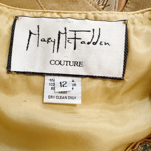 Mary McFadden Vintage 1990's Evening Jacket Blazer Beaded Floral Gold Size 12 - Picture 9 of 10